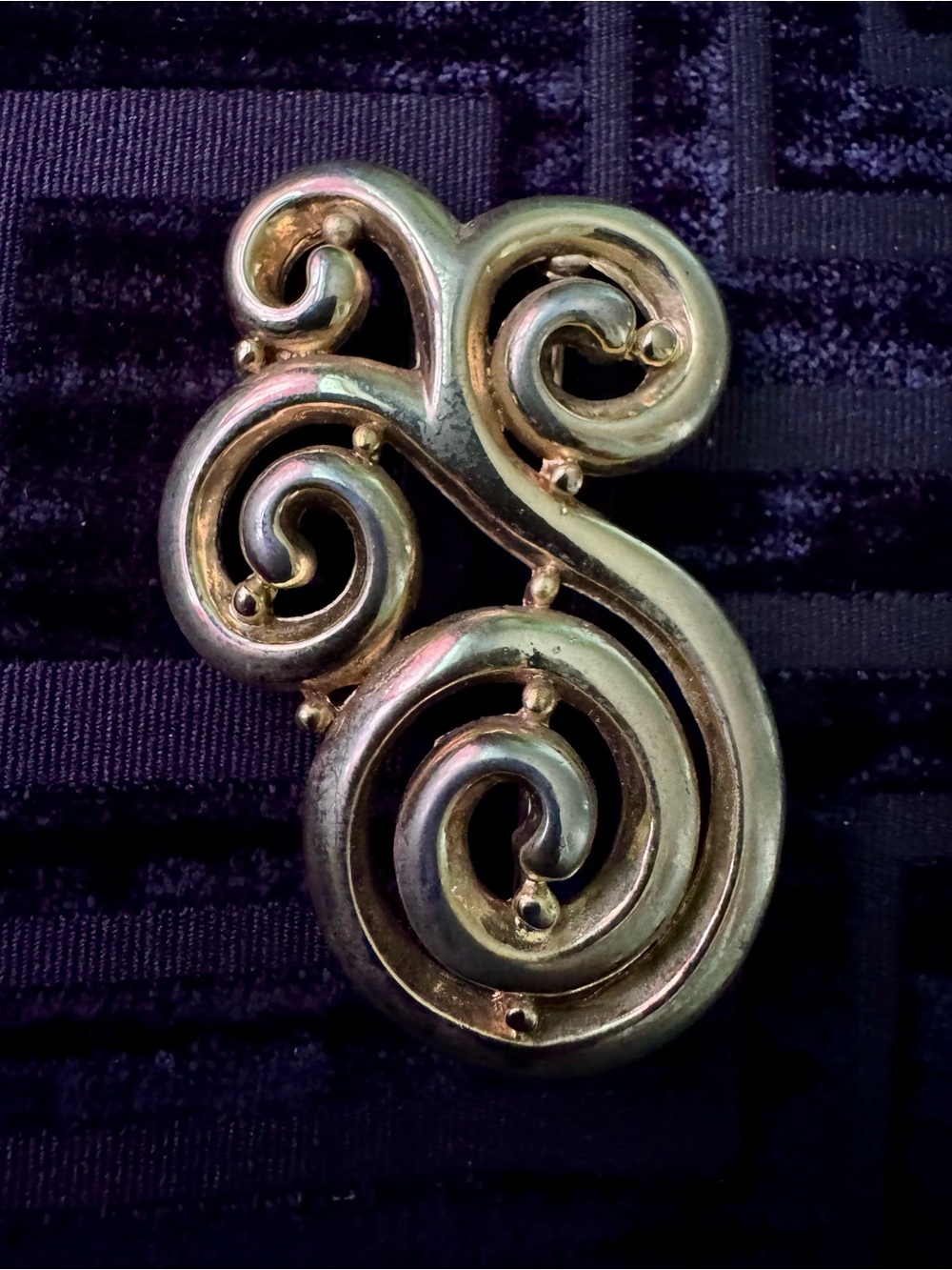 Gold Tone Swirl Statement Brooch